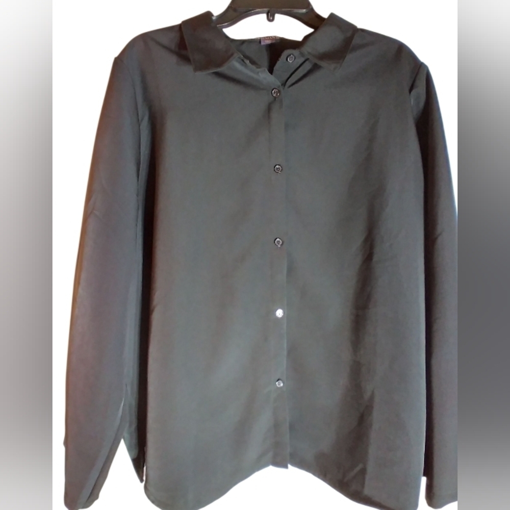 Romans Womens Black Button Down Shirt Size 22W Office Workwear Business Trip
